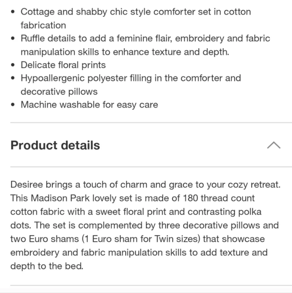 Madison Park NWT Twin XL Desiree Floral Cotton 7-pc Bedding Set